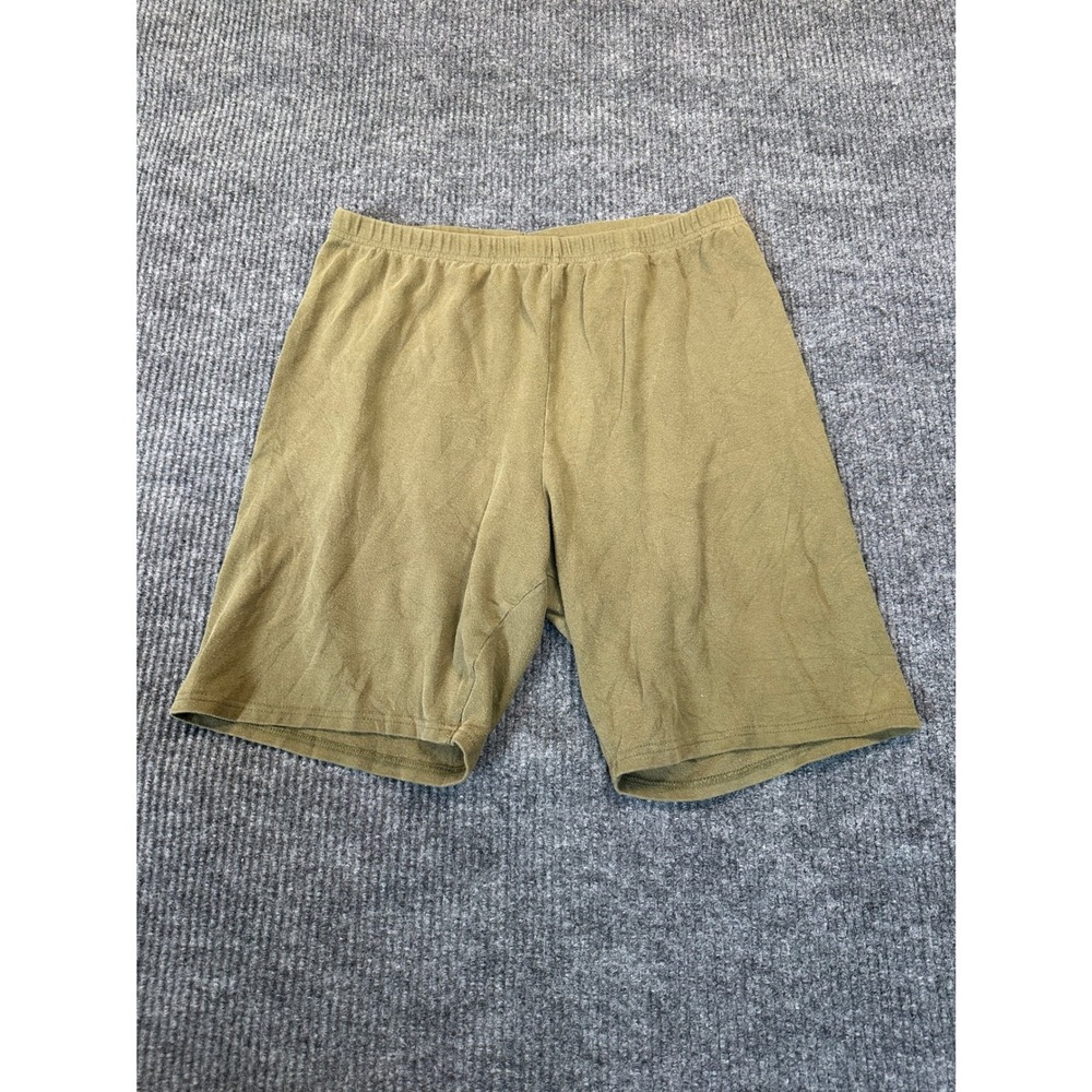L.C. Fashions Basic Bike Shorts 2X Olive Green Cotton Spandex Blend
